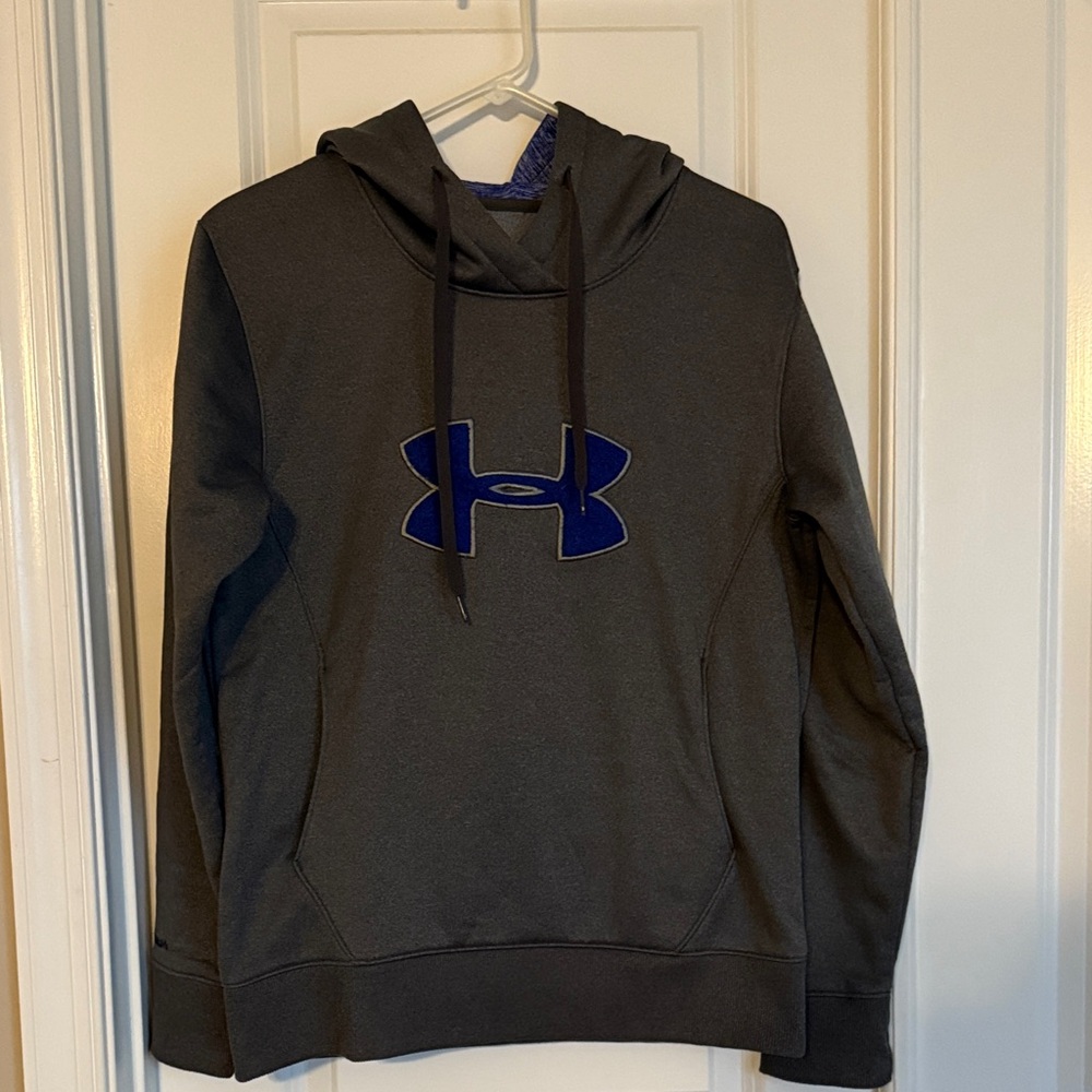 Under Armour Men's Charcoal Hoodie with Blue Logo